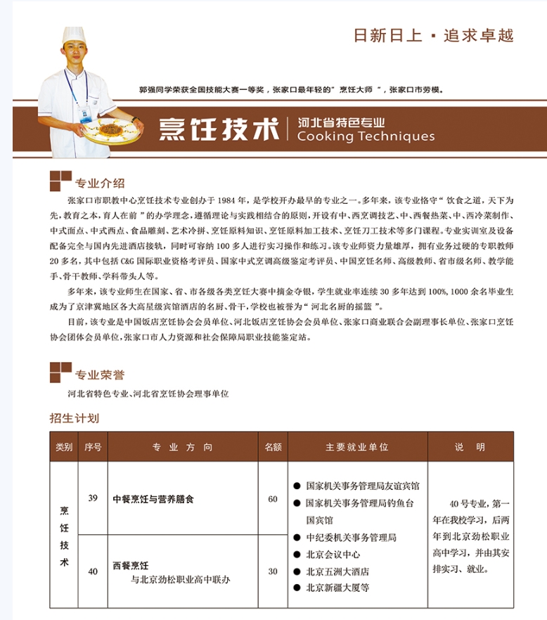 张家口市职业技术教育中心烹饪技术专业设置