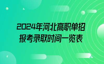 2024年河北高职单招报考录取时间一览表