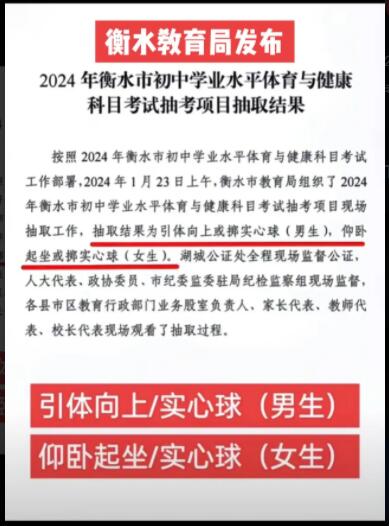 2024年衡水中考体育项目确定！