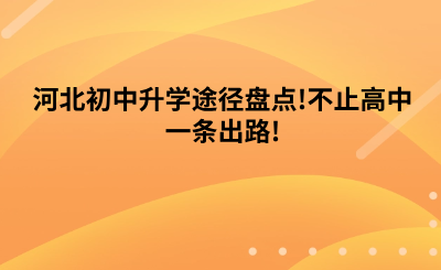 河北初中升学途径盘点!不止高中一条出路!