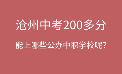 沧州中考200多分左右能上哪些河北公办中职学校呢？