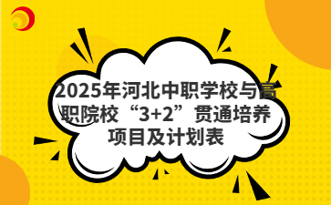 2025年河北中职学校与高职院校“3+2”贯通培养项目及计划表
