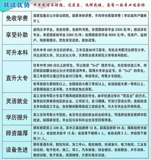 怀来县职业技术教育中心2025年招生简章