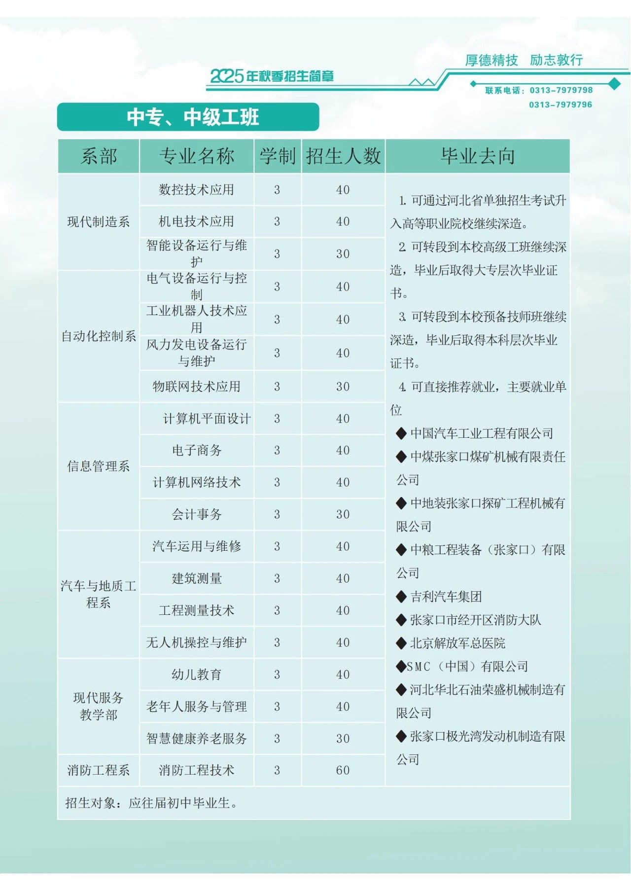 北方机电工业学校2025年秋季招生简章