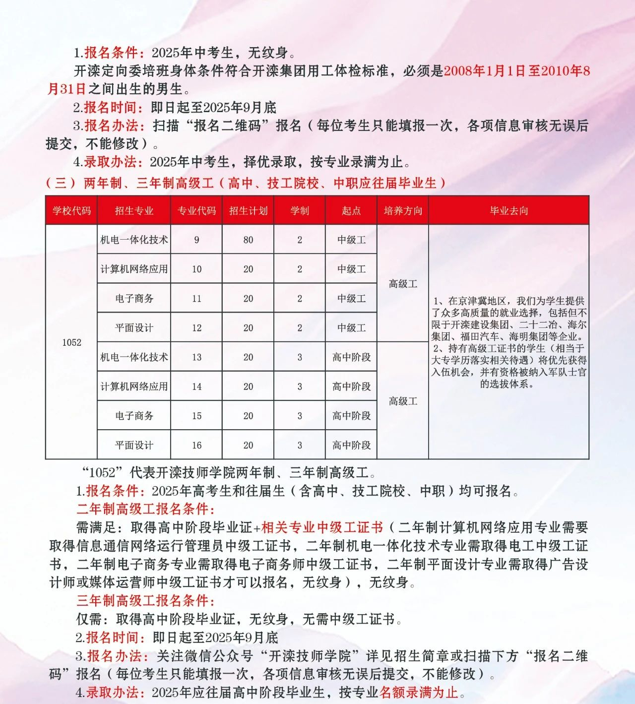 2025开滦技师学院招生简章