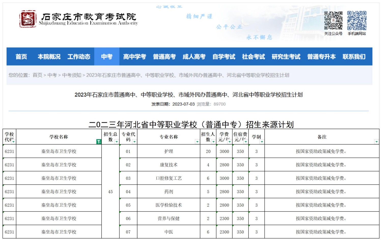 秦皇岛市卫生学校职三毕业生2026年高职单招升学指南！